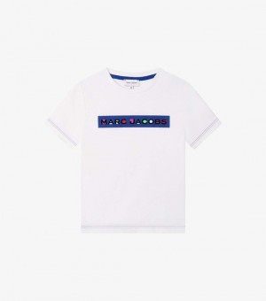  Tricou Marc Jacobs Mj Cu Detaliu Logo Tricouri Copii Alb / Multicolor