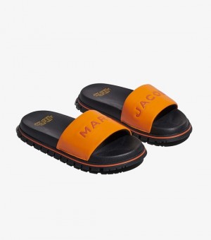  Sandale Marc Jacobs din piele pentru femei portocaliu/negru