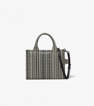  Marc Jacobs Monogram Leather Mini Genți de tote pentru femei Negru / Alb